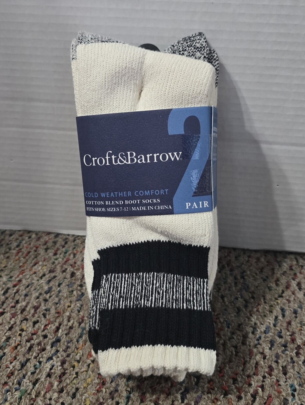 Croft & Barrow 2 Pack Cold Weather Comfort Boot Socks NWT Shoe Sz 7-12 Striped